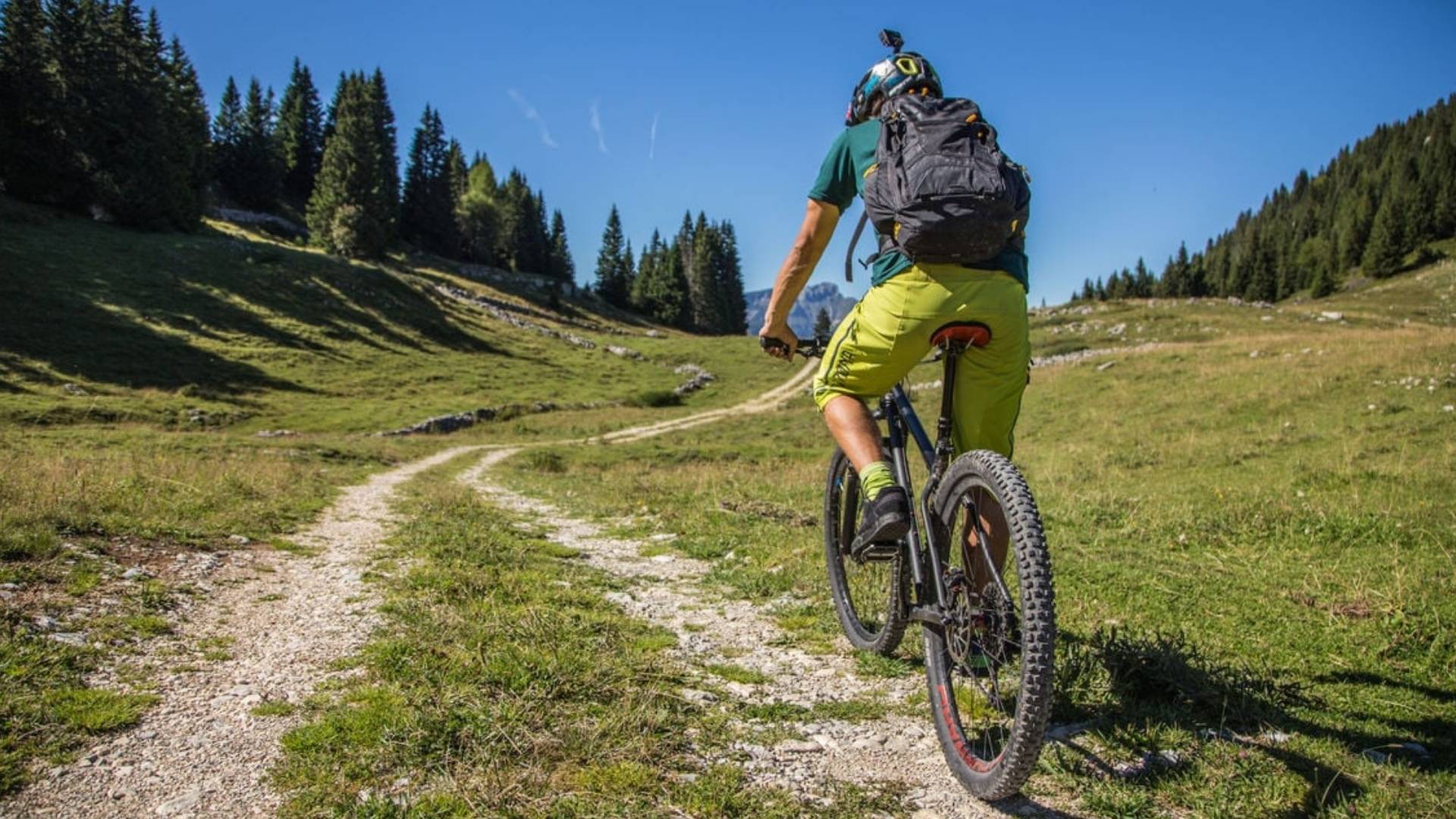 Ciclista con Bike sull'Alpe Cimbra